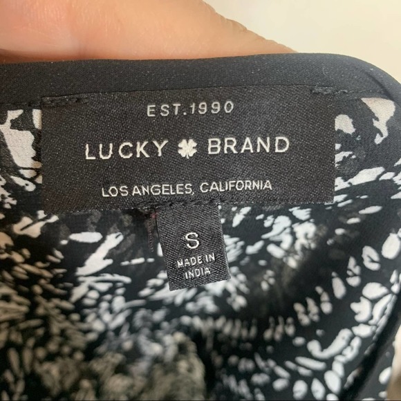 LUCKY BRAND Women’s S Floral Sheer Printed Bell Sleeve Blouse Boho Peasant Boxy - Picture 8 of 11